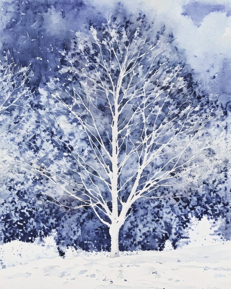 A winter scape of snow covered branches. Free download.