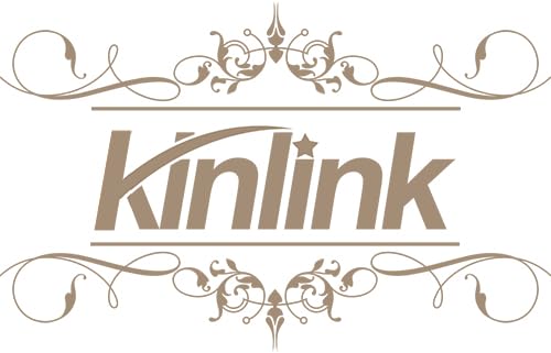 The word kinlink in bold, stylized brown text with a star above the letter i, surrounded by ornate, decorative flourishes above and below.