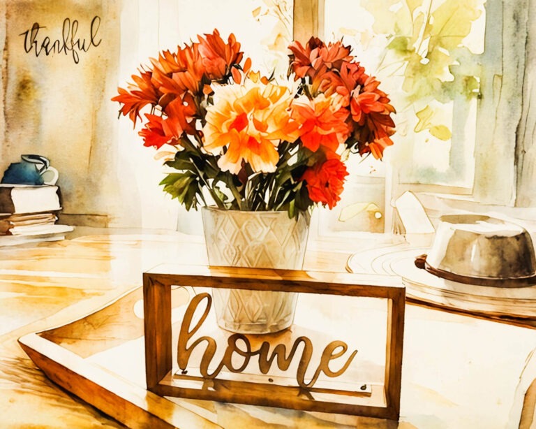 A vase of vibrant orange and red flowers sits on a sunlit table. Free download.