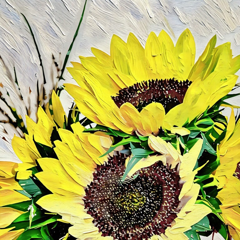 Bright yellow sunflowers with large brown centers. Free download.